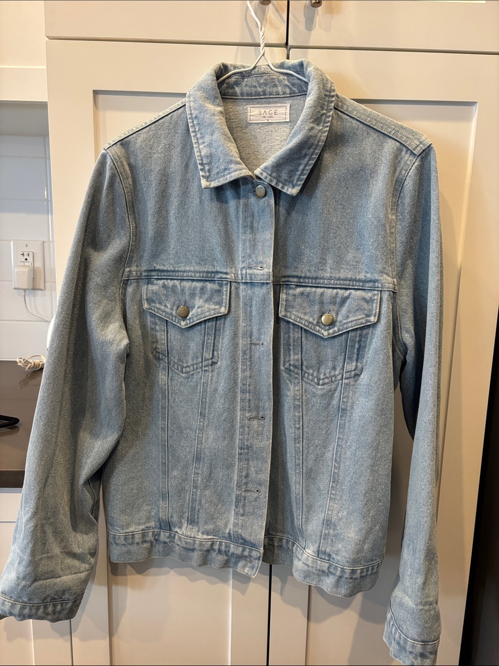 Sage Light Blue Denim Jean Jacket